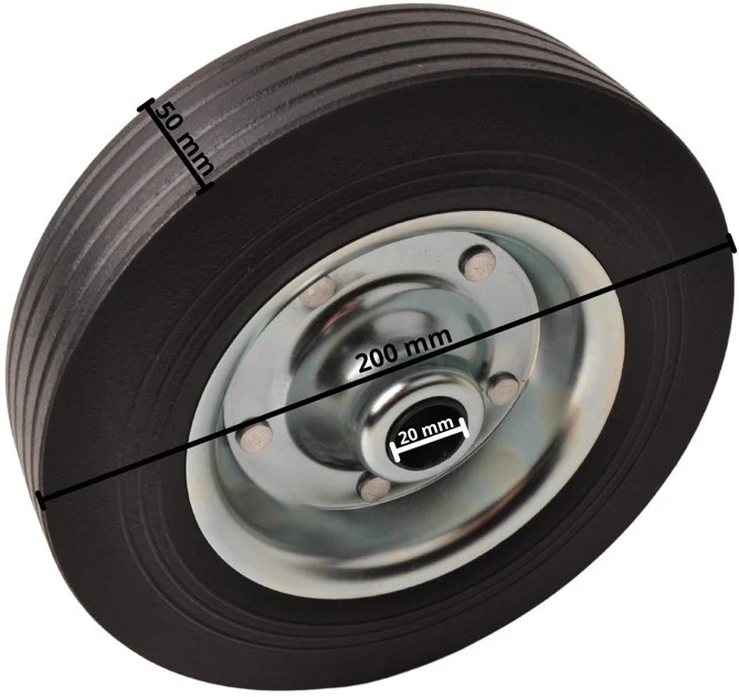 Einzelne Stahlfelge mit Ersatzrad für Stützrad 200 x 50. Mit Rohr von 48 mm Durchmesser. - Image 6
