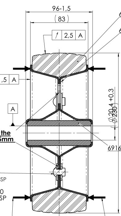 230x80 mm Ersatzrad für Stützrad mit Stahlfelge - Image 5