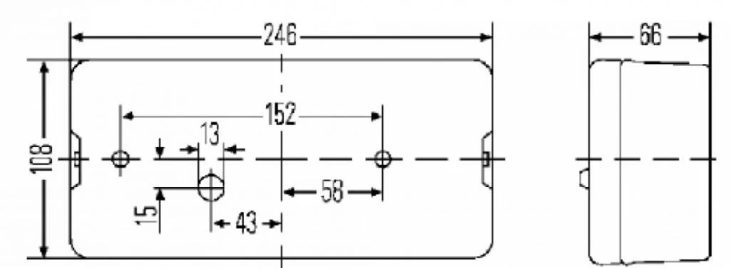 Anhänger Rückleuchte - Hella - 4-Kammer - rechts - 246x108x66 mm - Flachsteckeranschluss - inklusive Rückfahrleuchte - Image 5