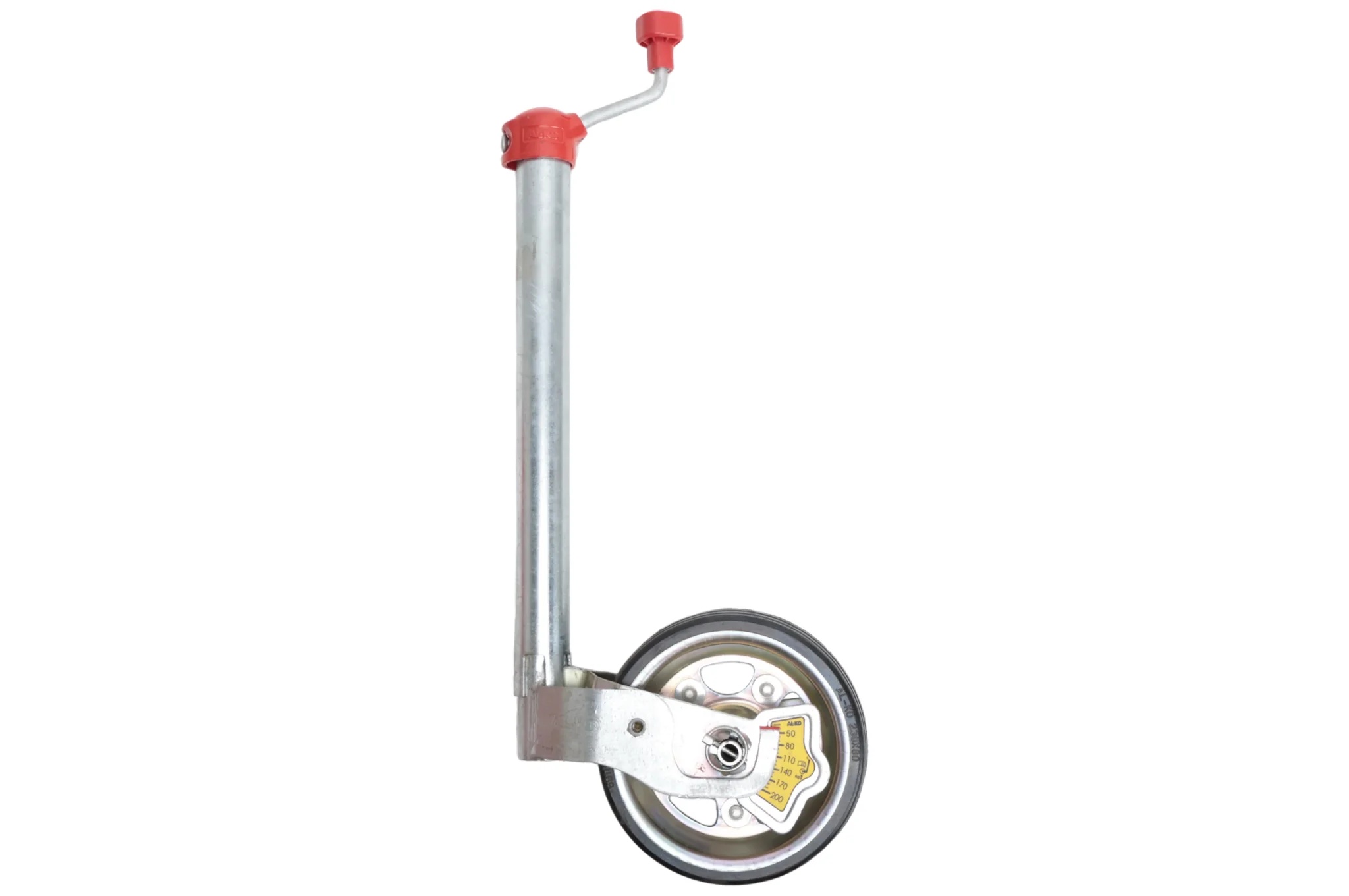 Stützrad AL-KO - 48 mm - Tragfähigkeit: 300 kg - Stahlfelge und Vollgummirad - inklusive Kurbel mit Drucklager und Kugeldruckmanometer