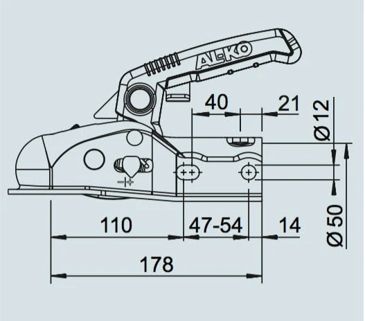 AL-KO AK270 - rund 35/40/45/50 mm - 2700 kg - gebremste Kugelkupplung - komplettes Safety Kit mit Distanzstücken und Safety Ball - Image 3