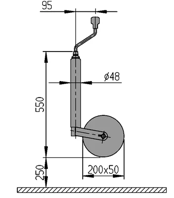 Stützrad Plus AL-KO - 48 mm - Tragfähigkeit: 300 kg - verlängerte Ausführung - Stahlrad - Image 5