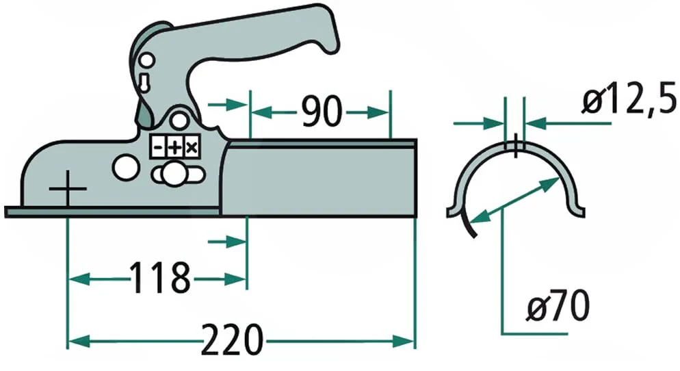 Albe EM80RGK - 70 mm rund - 800 kg - ungebremste Kugelkupplung - Image 5