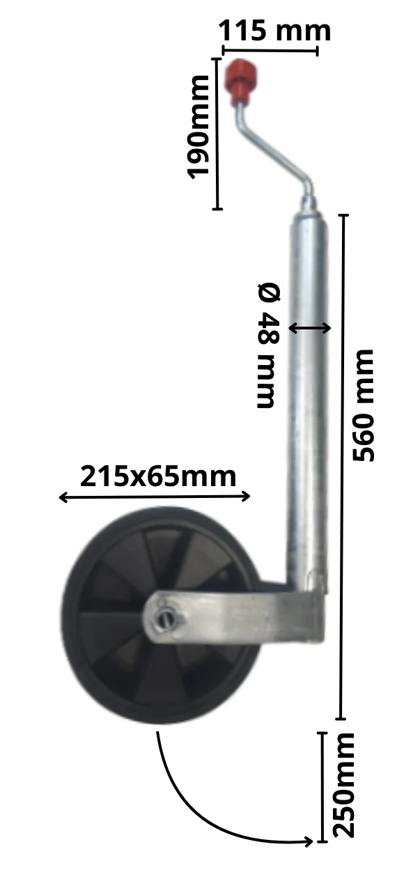 Stützrad Caravan Plus AL-KO - rund 48 mm - Tragfähigkeit: 150 kg - extra lang - Kunststofffelge mit Gummiprofil - Image 7