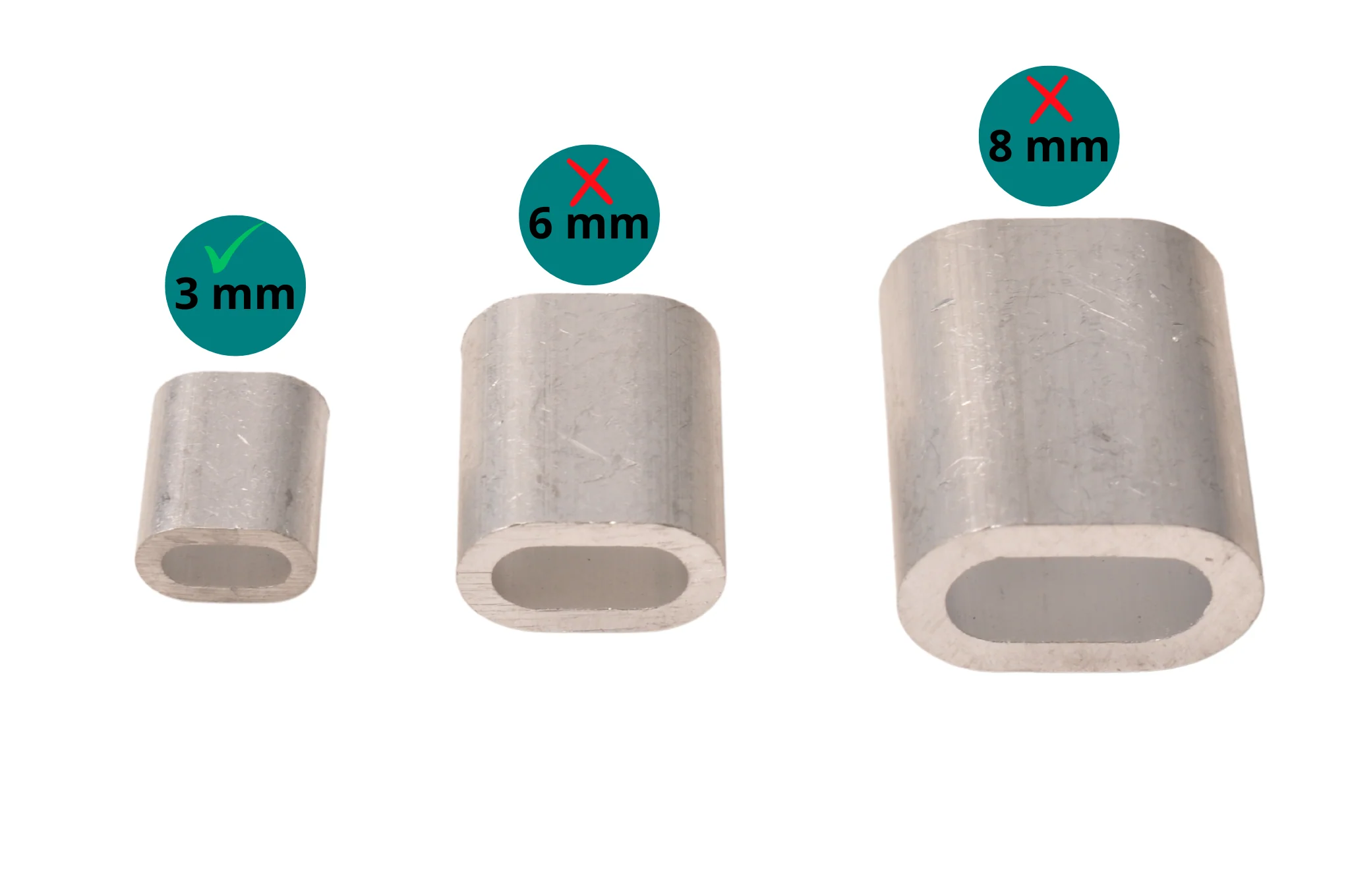Aluminium-Klemmhülse für 3 mm Stahldraht - Image 6