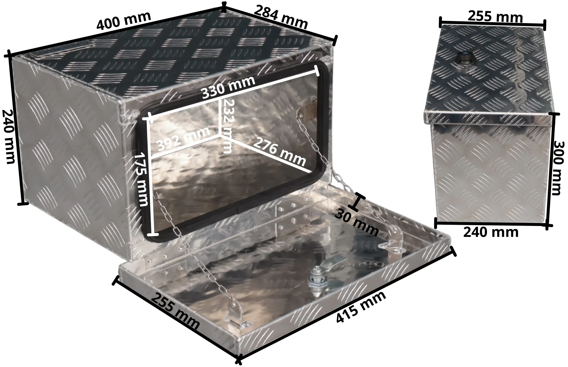 Aluminium-Deichselbox aus Riffelblech - 400×240×300 mm - Image 8