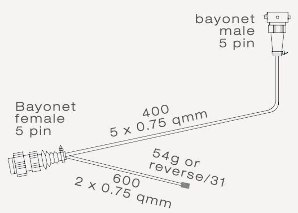 Aspock 5-poliges Bajonett-Verlängerungskabel 40 cm mit 60 cm Abzweigung - Image 9