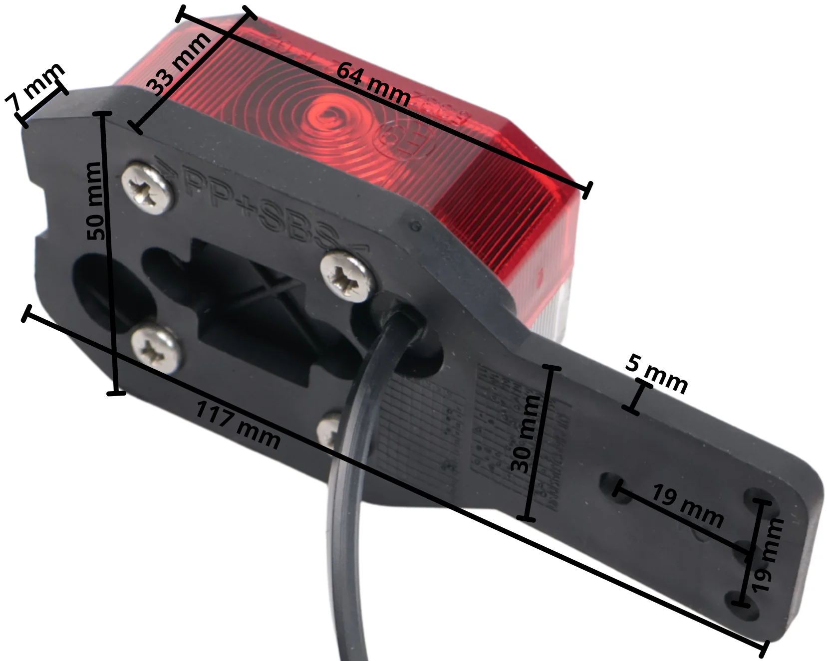 Aspöck Flexipoint Begrenzungsleuchte links - rot/weiß auf Gummihalter mit 50 cm Kabel - Image 5