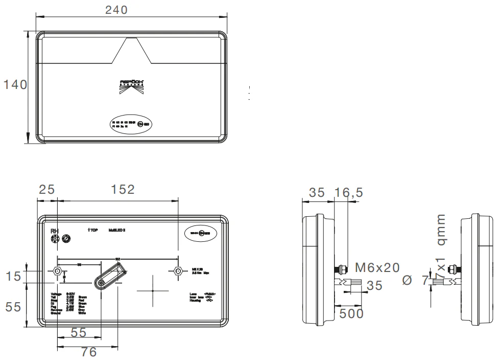 Anhänger Rückleuchte - Aspöck MultiLED 2 - rechts - 240x140x35 mm - vollständig LED - 7-poliger ASS2 Bajonettanschluss - wasserdicht - Image 7