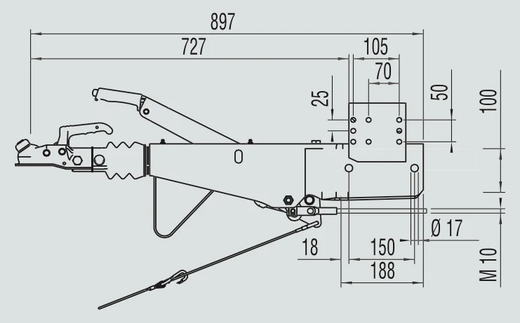 AL- KO Auflaufeinrichtung für Anhänger - 161S - maximale Anhängelast: 1600kg - Vierkantrohr anschluss: 100 mm - inkl. Stützrad-Konsole - Image 7