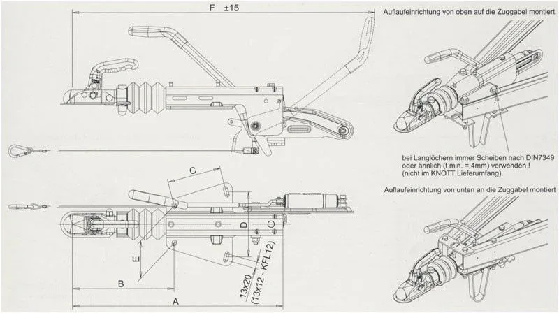 Knott Auflaufeinrichtung für Anhänger - KF20 - maximale Anhängelast: 2000 kg - V-Deichselanschluss - inkl. Stützrad-Konsole - Image 10