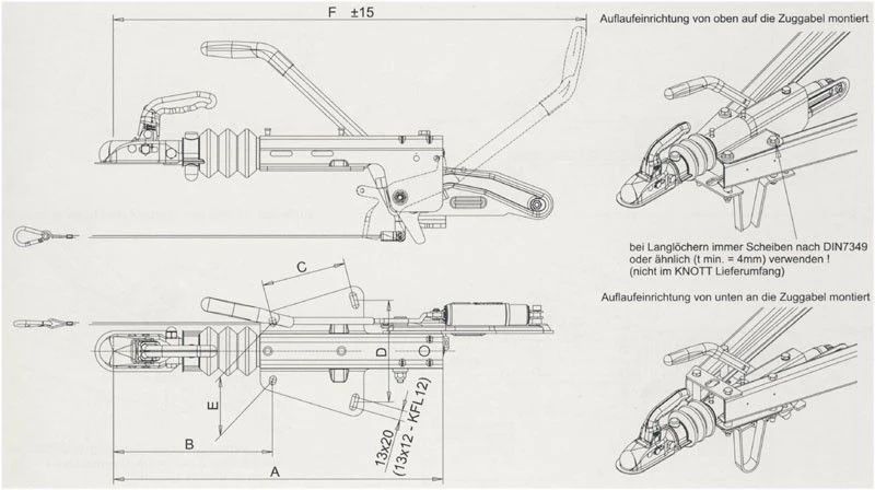 Knott Auflaufeinrichtung für Anhänger - KF30 Typ C - maximale Anhängelast: 3000 kg - V-Deichselanschluss - inkl. Stützrad-Konsole - Image 8