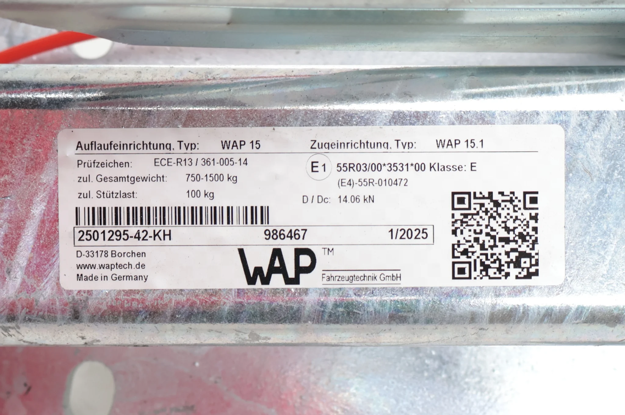 Peitz/WAP Auflaufeinrichtung für Anhänger - maximale Anhängelast: 1500 kg - inkl. Stützrad-Konsole - Image 3