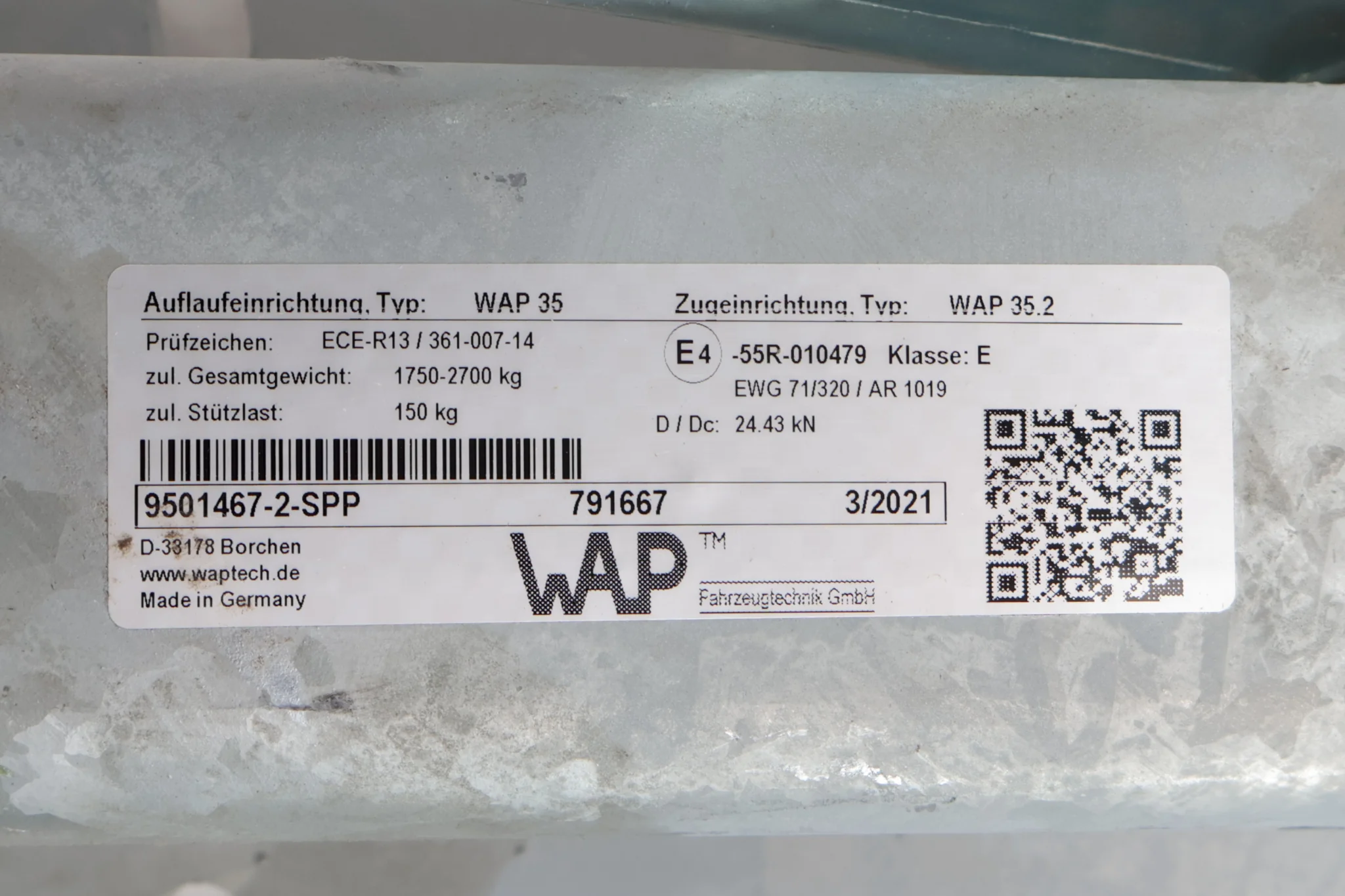 Peitz Auflaufeinrichtung für Anhänger - WAP 35 - Anhängelast: 1750 > 3500 kg - inkl. Stützrad-Konsole - Image 3