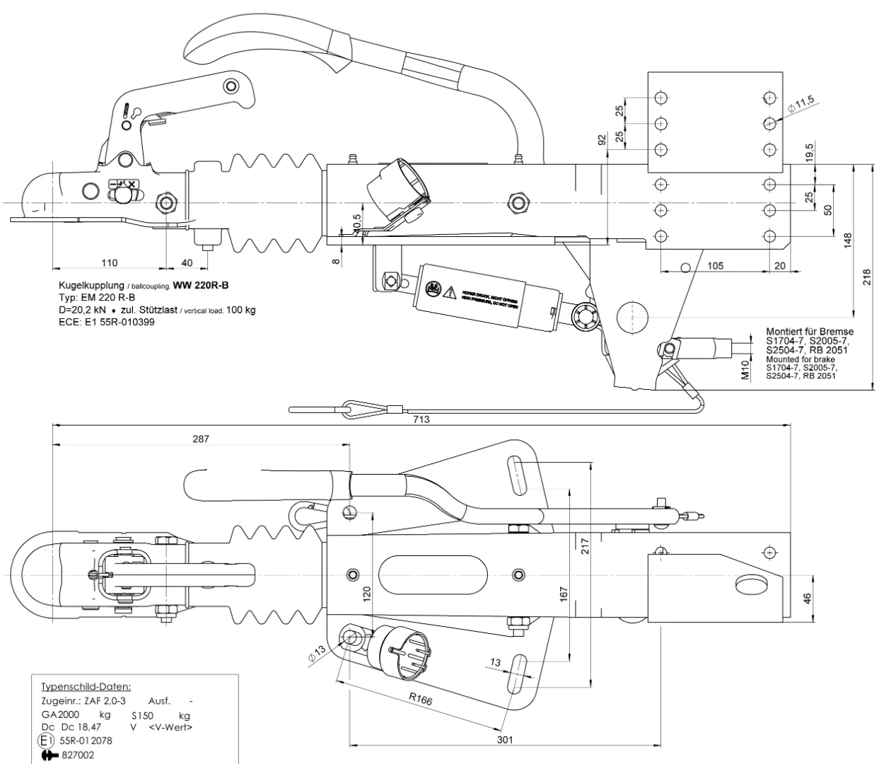 BPW Auflaufeinrichtung für Anhänger - ZAF2.0-3 - maximale Anhängelast: 2000 kg - inkl. Stützrad-Konsole - Image 7