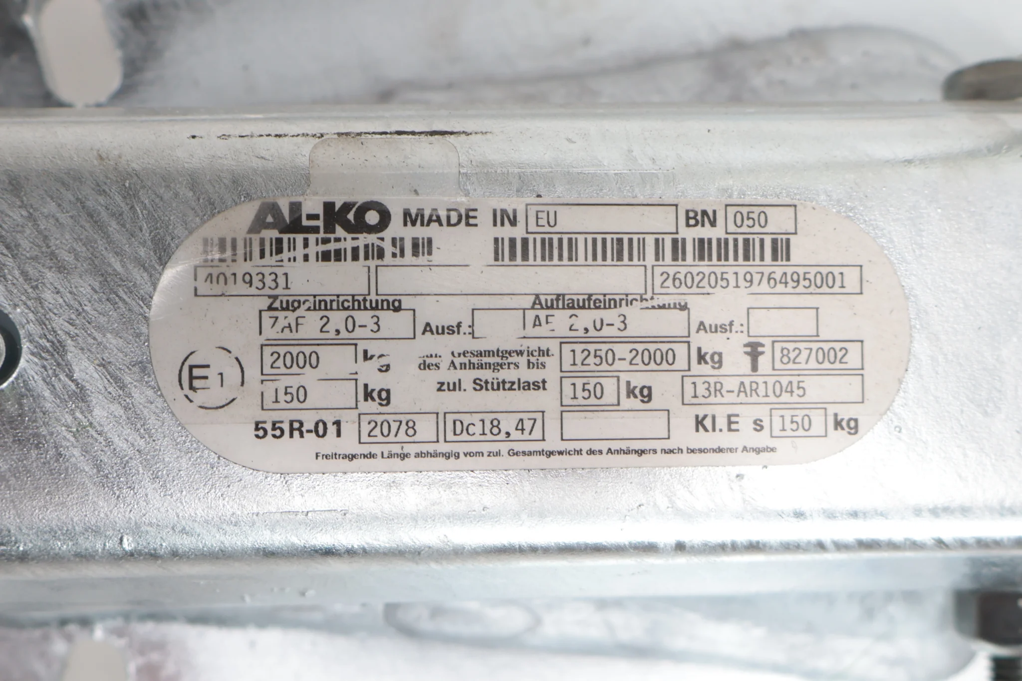 BPW Auflaufeinrichtung für Anhänger - ZAF2.0-3 - maximale Anhängelast: 2000 kg - inkl. Stützrad-Konsole - Unterbau - Image 8