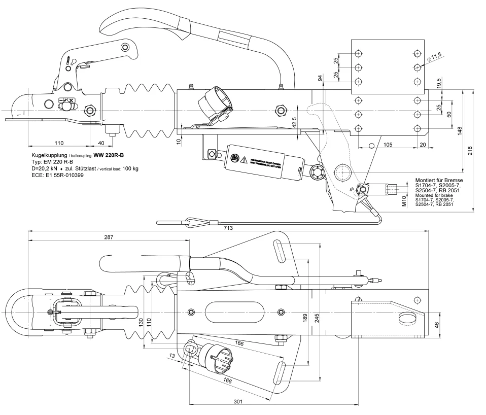 BPW Auflaufeinrichtung für Anhänger - ZAF2.0 - maximale Anhängelast: 2000kg - inkl. Stützrad-Konsole - Hapert - Image 8
