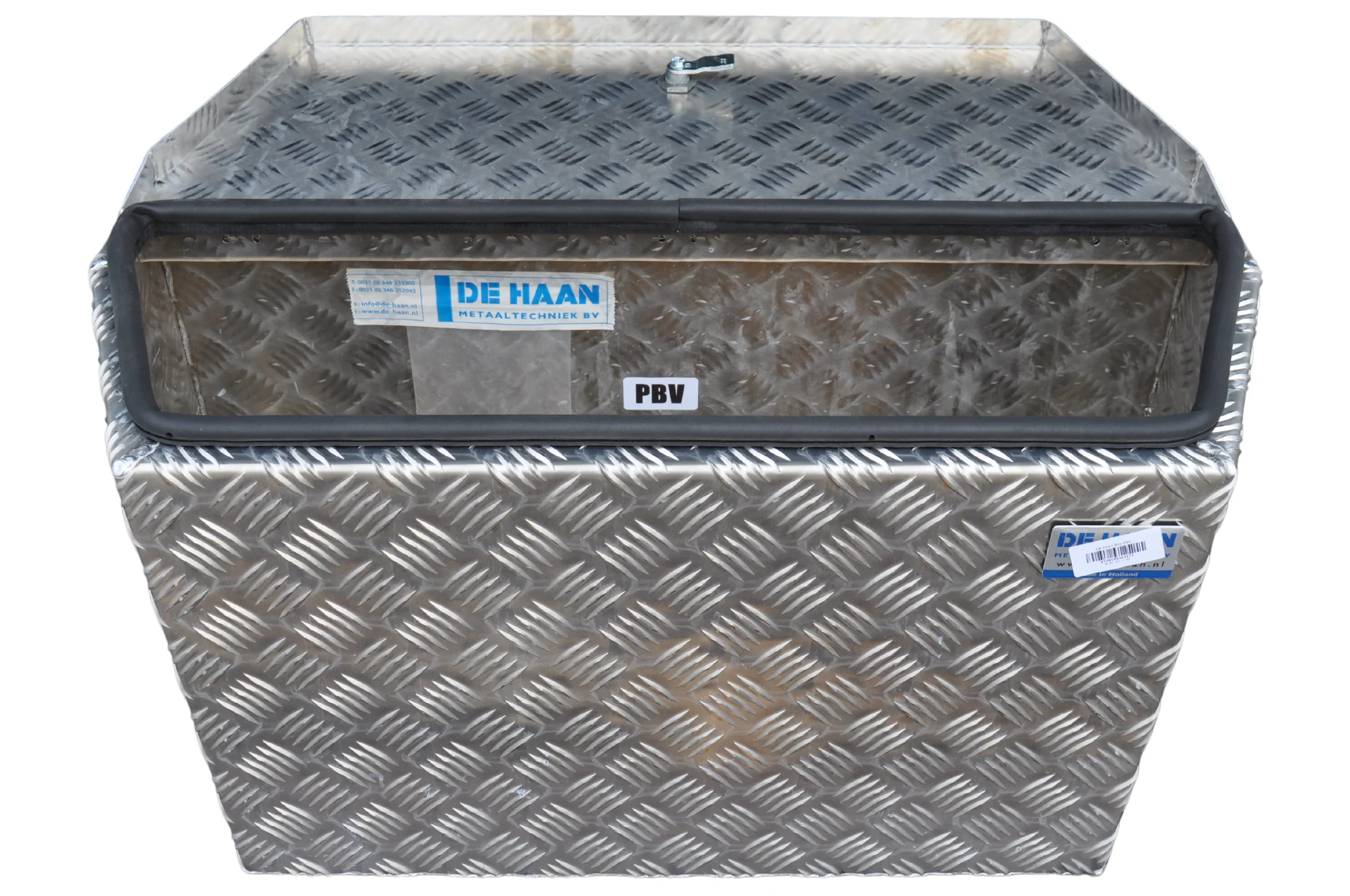 DE HAAN BOX PBV - wasser- und staubdichter Aluminium-Riffelblech Deichselbox 750x320x400 mm - ausgestattet mit Butterfly-Schloss - Image 6