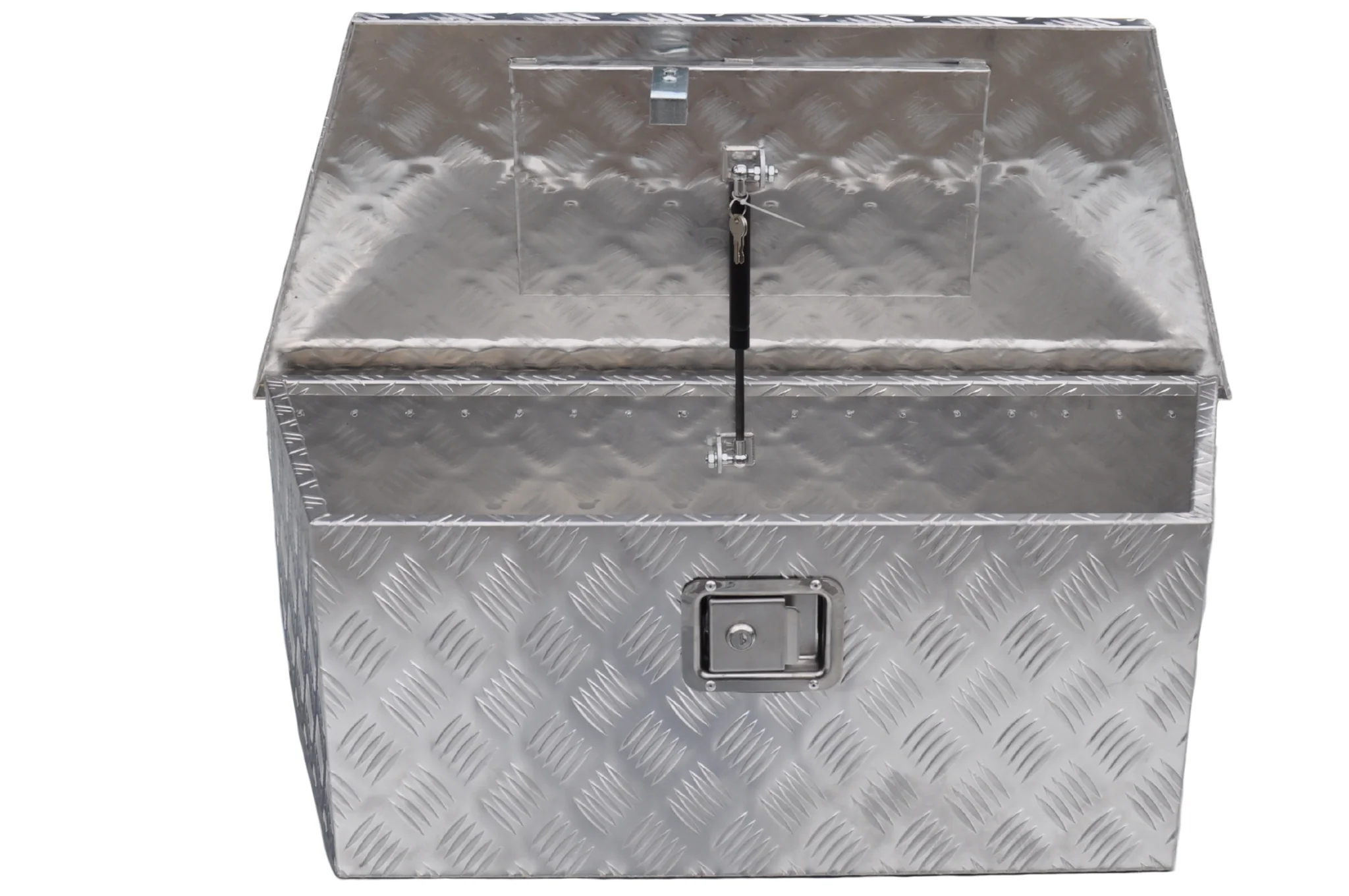 Deichselbox Aluminium 900/660x350x300 mm – Einbauschloss – automatische Klappe – Riffelblech - Image 4