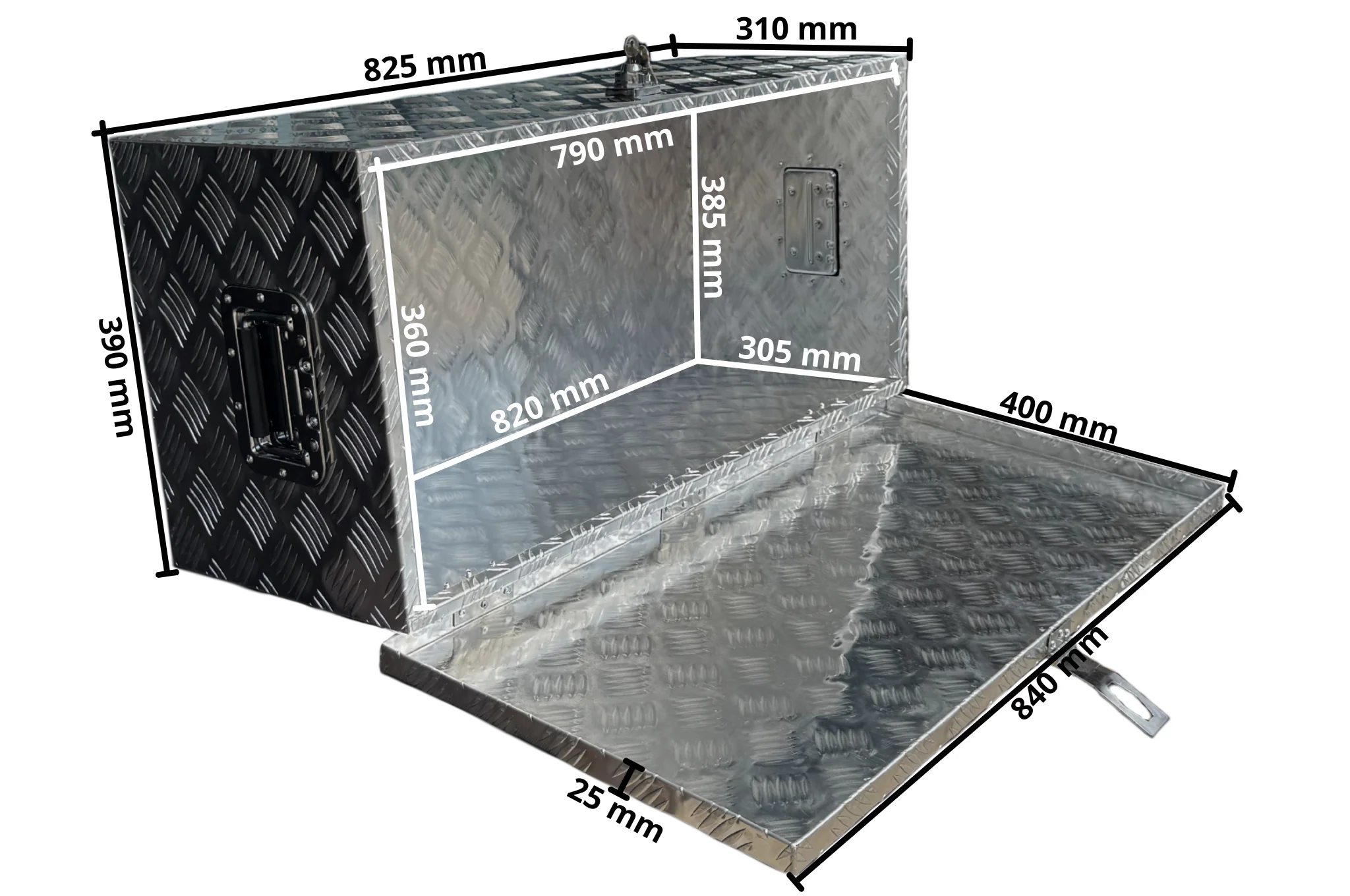 Deichselbox Aluminium-Riffelblech 840x400x310 mm – mit Schmetterlingsverschluss - Image 7