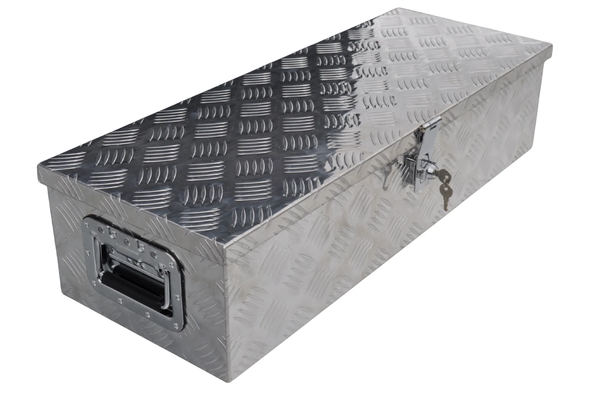 Deichselbox aus Aluminium-Riffelblech 800x300x190 mm – Schmetterlingsverschluss