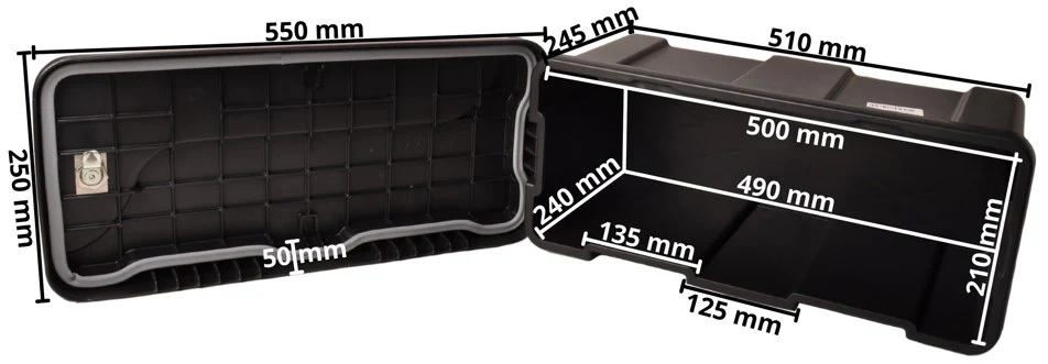 Aufgesetzter Deichselbox - 550x250x295 mm aus Kunststoff mit T-Verschluss - Image 9