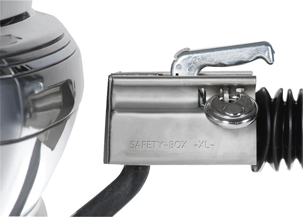 Deichselschloss Kasten Albe XL – Premium – Silber – Stahl – inkl. Edelstahl-Discussschloss mit 2 Schlüsseln – Safetybox XL - Image 8