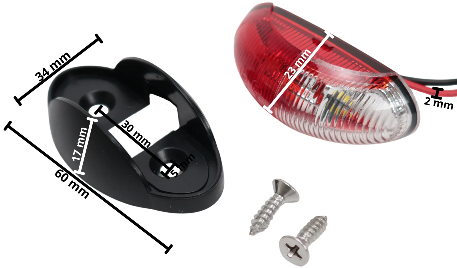 Design Begrenzungsleuchte rot/weiße LED auf Halterung - Image 6