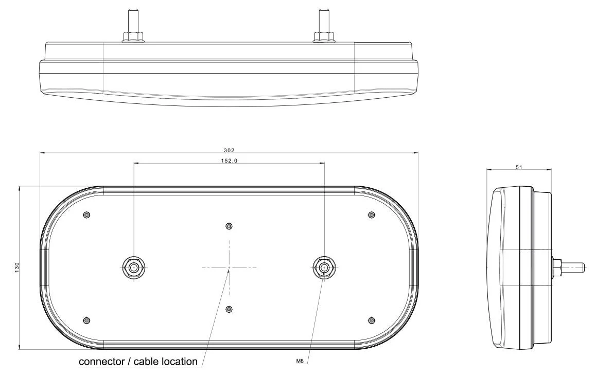 Anhänger Rückleuchte - Fristom FT-610 LED - rechts - 302x130x51 mm - mit dynamischem Blinker - 100 cm lose Drahtanschluss - Image 6