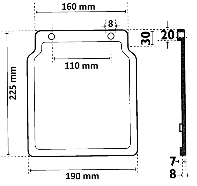 Flexibler Schmutzfänger Anhänger Kunststoff (190x220 mm) - 2 Stück - Image 5