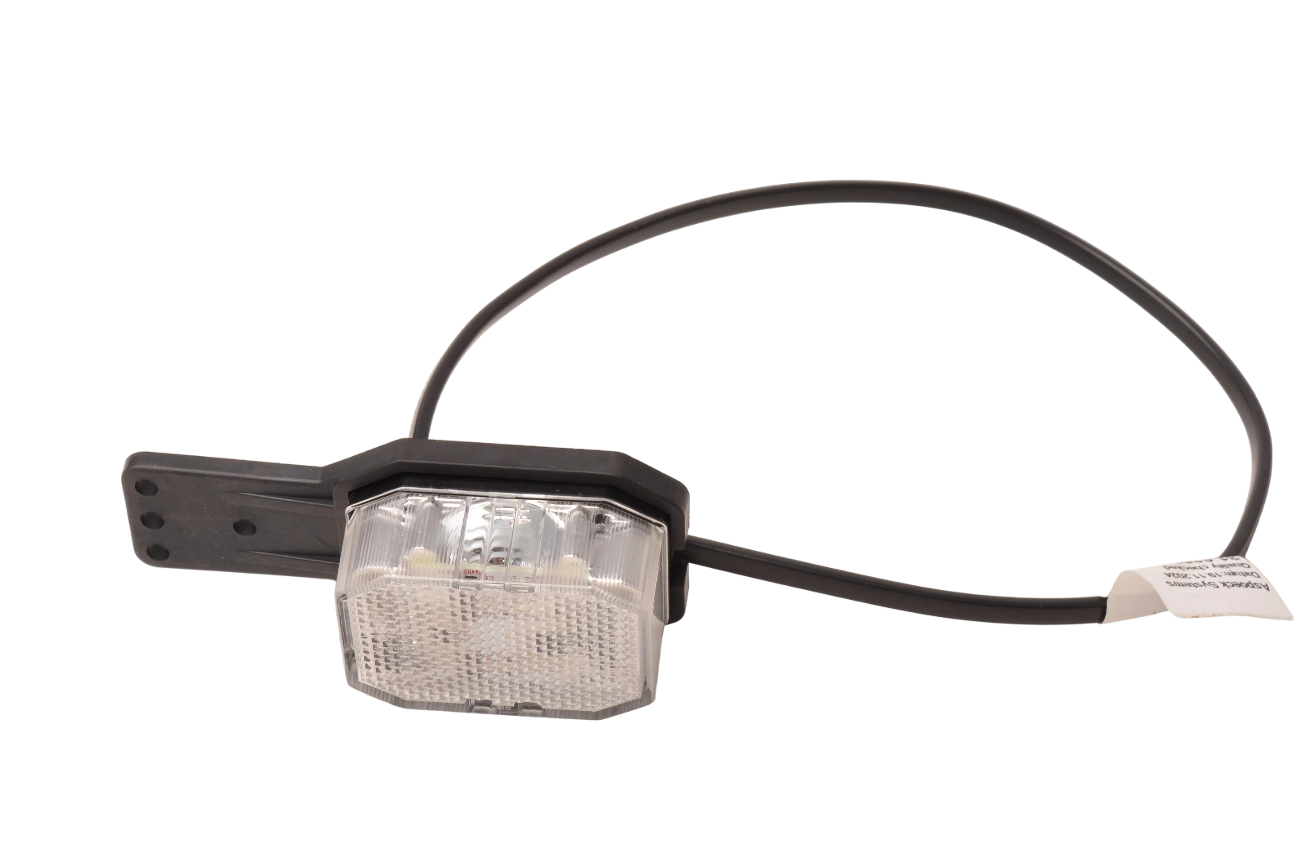 Aspöck Flexipoint LED Begrenzungsleuchte rechts – rot/weiß auf kleiner Gummihalterung mit 0,5 m Kabel