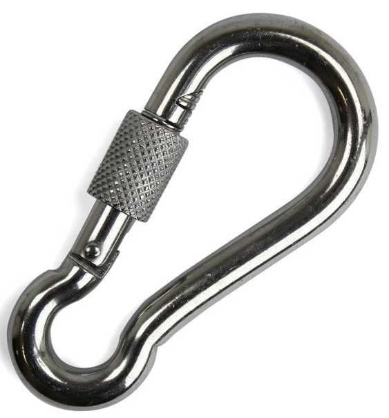 Großer Karabinerhaken aus Edelstahl mit Schraubverschluss 120x11 mm- 17 mm Ösendurchmesser