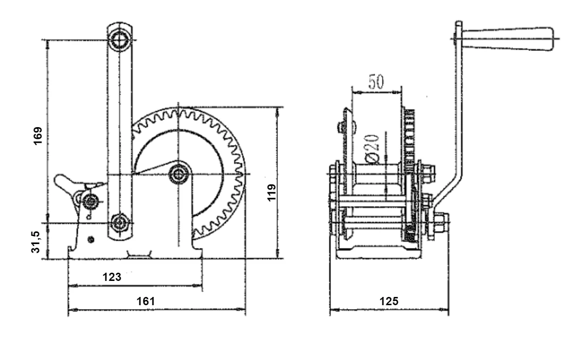 Handwinde ungebremst 272 kg Übersetzung 3,2:1 - Image 6