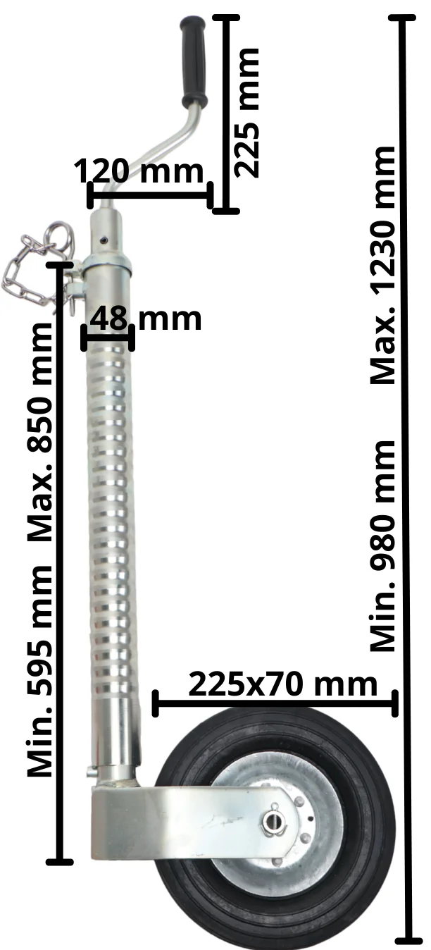 Ifor Williams Stützrad - 48 mm - gerippt - Tragfähigkeit: 250 kg - Stahlfelge - Image 5