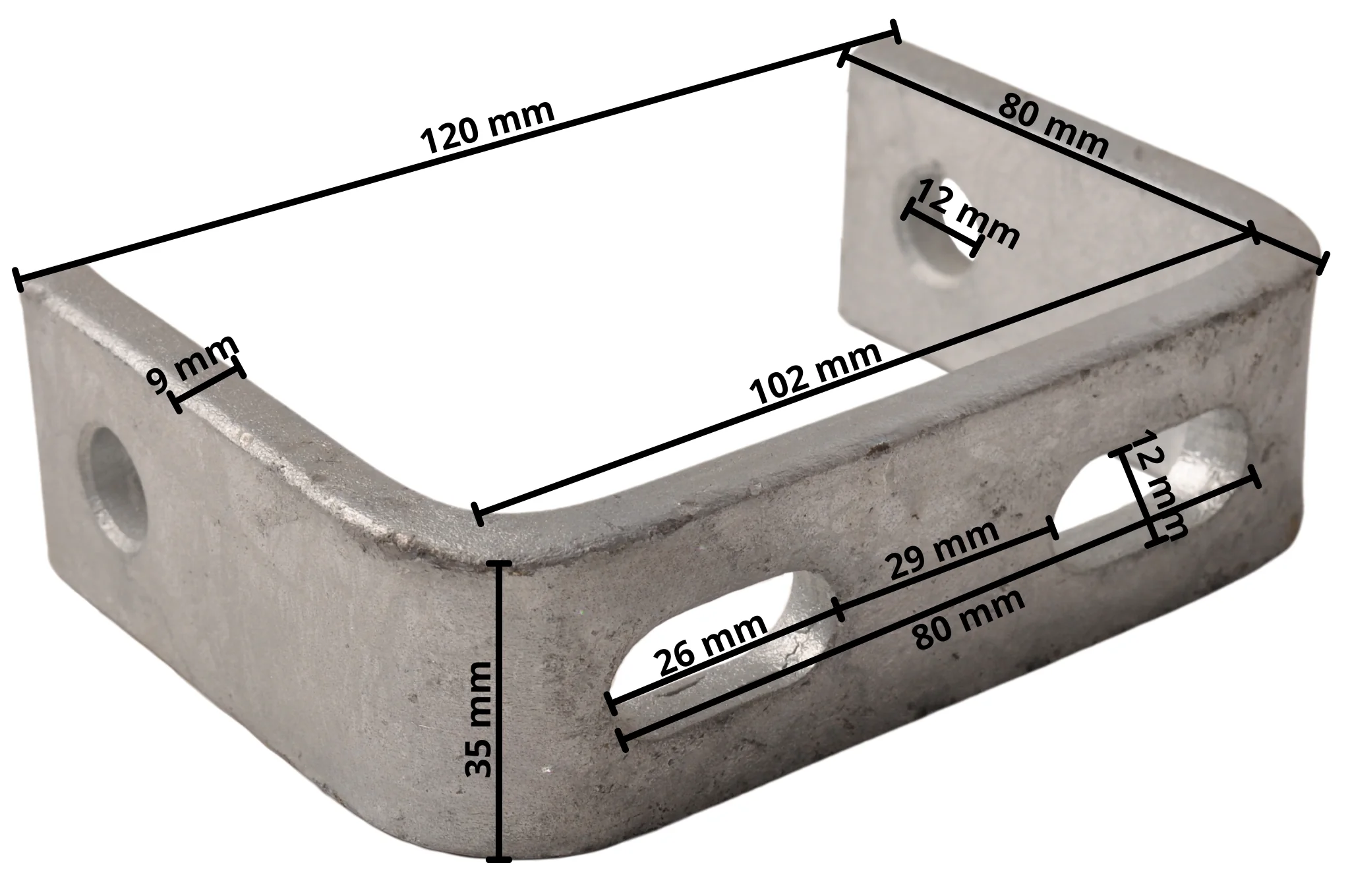 Verzinkter Kielhalter U-Träger - Länge 120 mm - mit Langlöchern - Image 5
