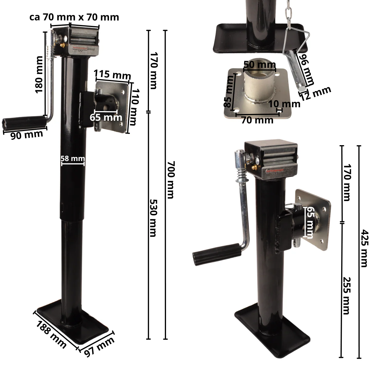 Set von zwei kippbaren und ausdrehbaren Stützfüßen - 43-73 cm - 2000 kg - inklusive Flansch - Image 10