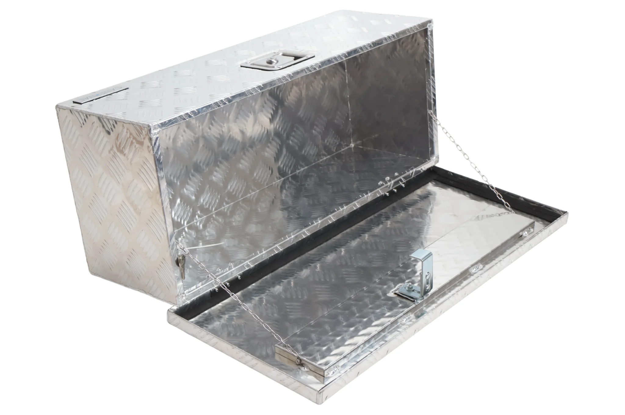 Riffelblech Aluminium Deichselbox/Werkzeugbox/Deichselkasten 765x330x245 mm - mit eingebautem Schloss - Image 7