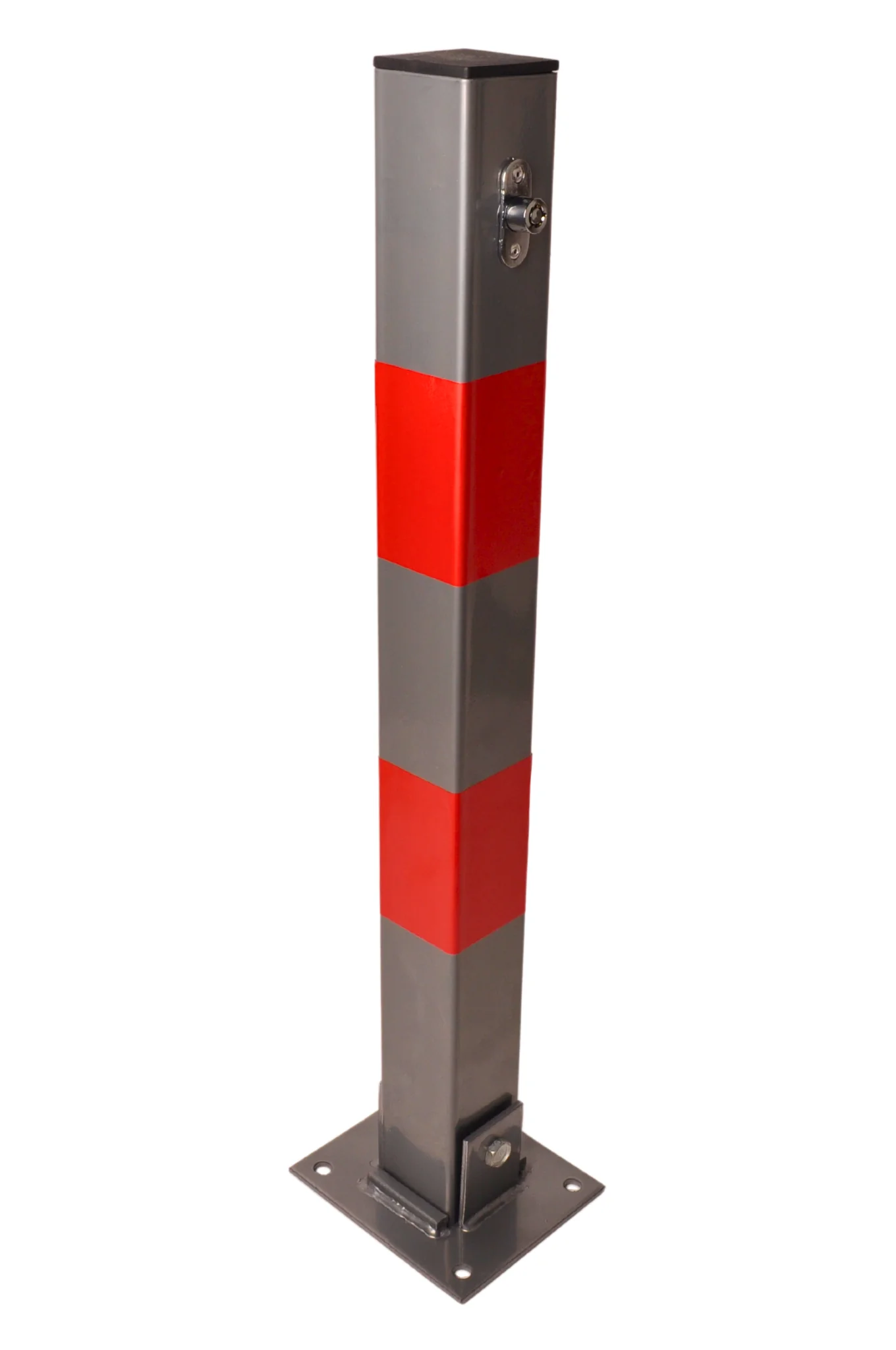 Absperrpfosten klappbar mit Schloss - 650x60x60 mm - grau/rot Parkplatzsperre - Image 6
