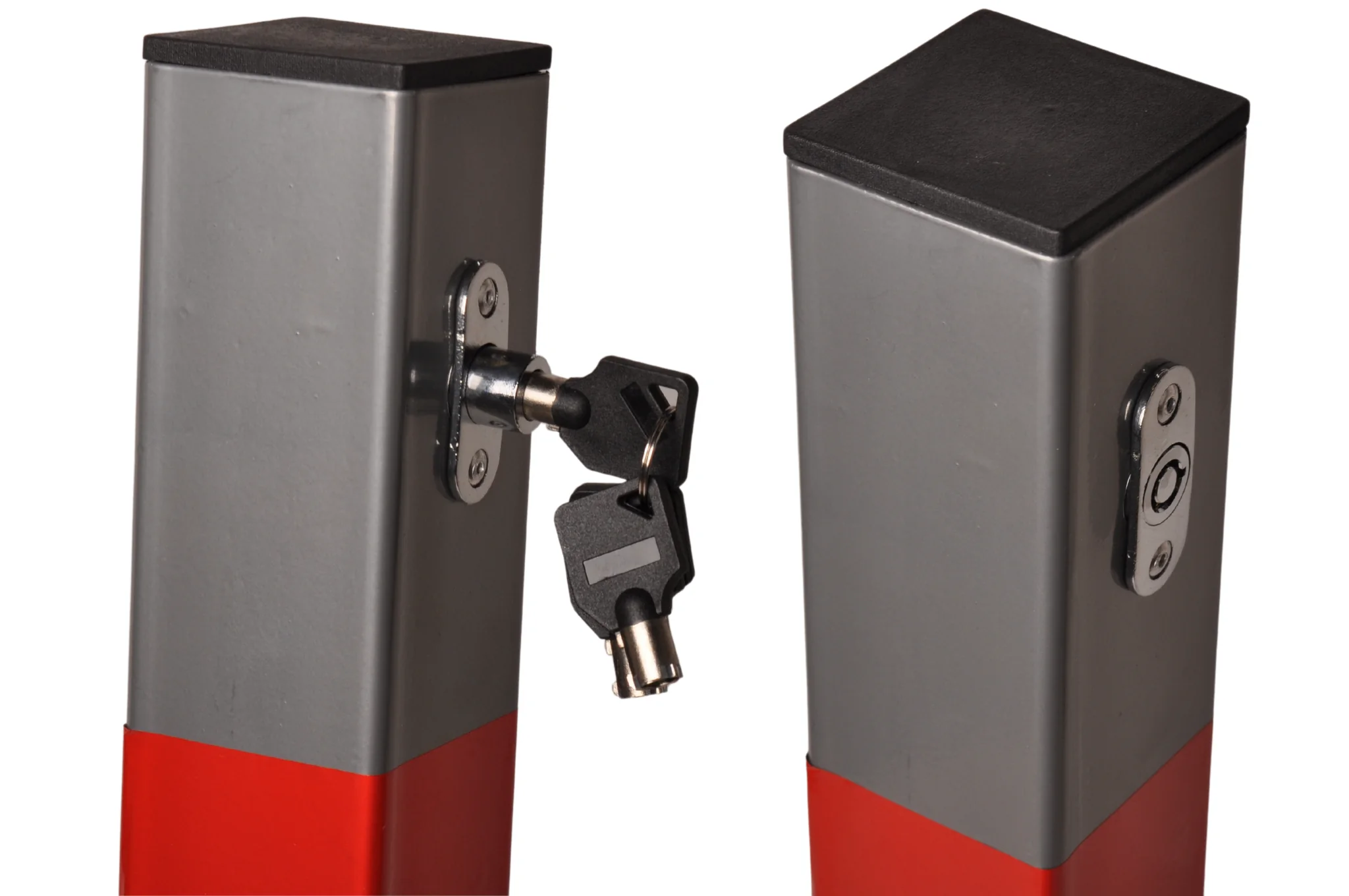Absperrpfosten klappbar mit Schloss - 650x60x60 mm - grau/rot Parkplatzsperre - Image 7