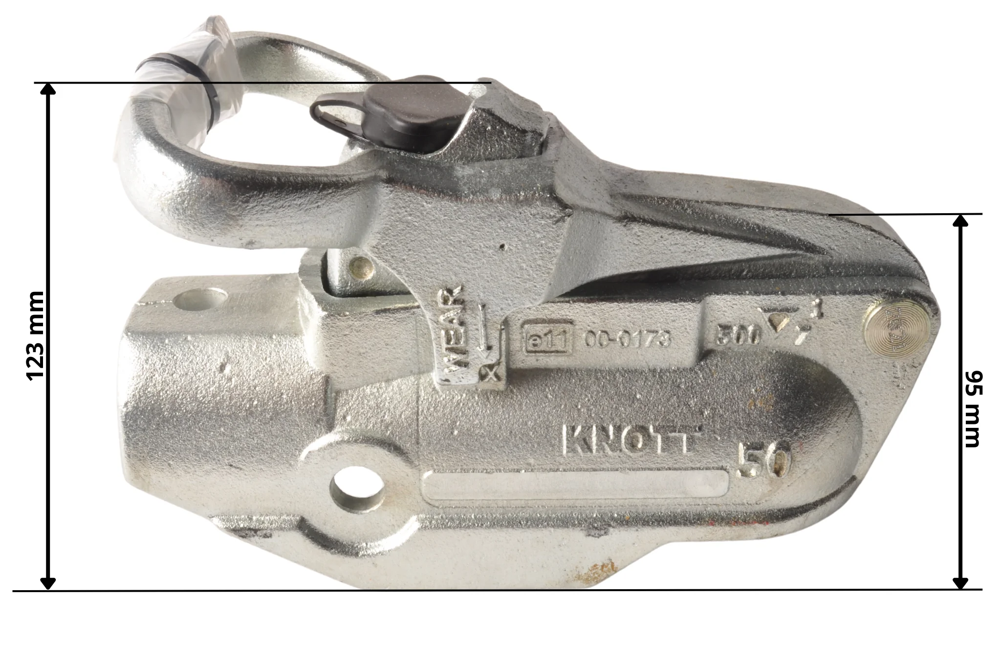 Knott AV50 - rund 50 mm - 2700 kg - gebremste Kugelkupplung - inkl. eingebautem Schloss - Image 5