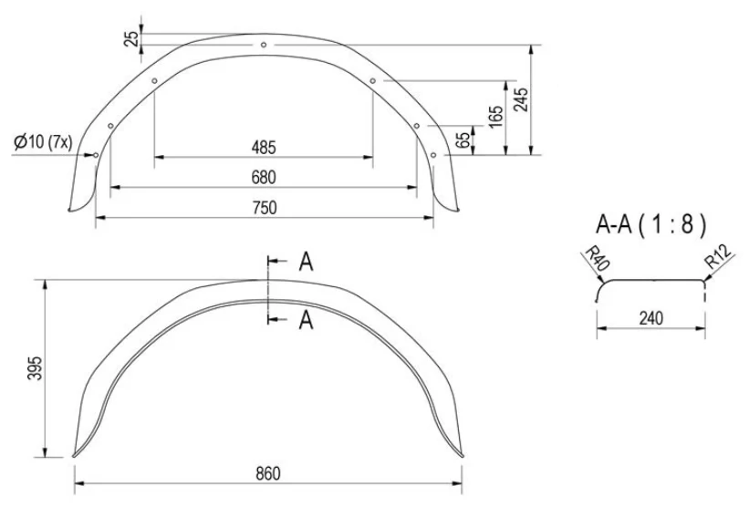 Kotflügel 14/15 Zoll - 860x240x395 mm - geeignet für Stema - Image 6