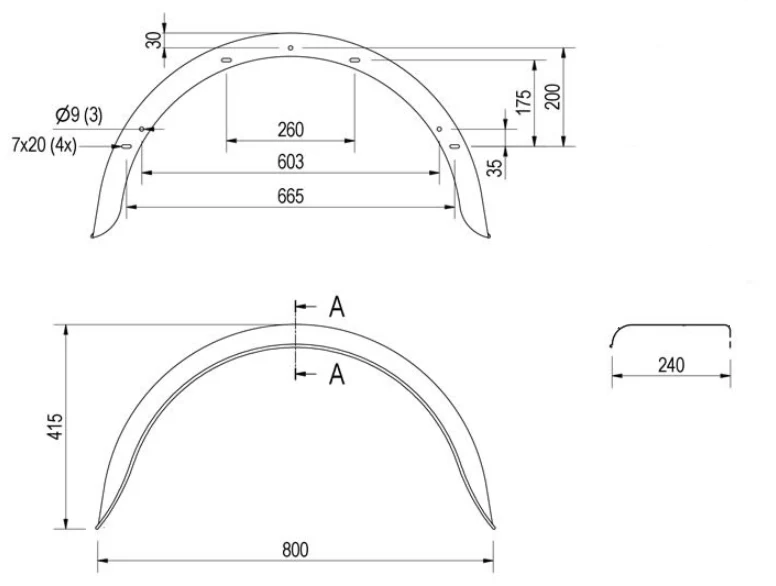 Original Hirth Kotflügel 14/15 Zoll - 800x240x415 mm - Umfang 1285 mm - Image 2