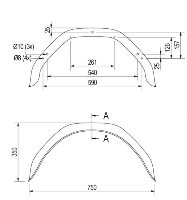 Original Hapert Kotflügel 13/14/15 Zoll - 750x220x350 mm - Umfang 1150 mm - Image 6