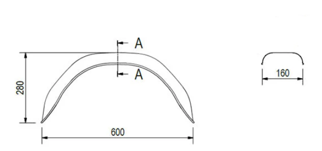 Original TPV Kotflügel 10 Zoll - 600x160x280 mm - Umfang 900 mm - Image 5