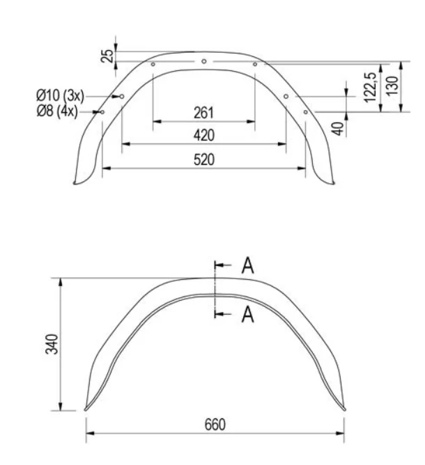 Original TPV Kotflügel 12 Zoll - 660x190x340 mm - Umfang 1060 mm - Image 6