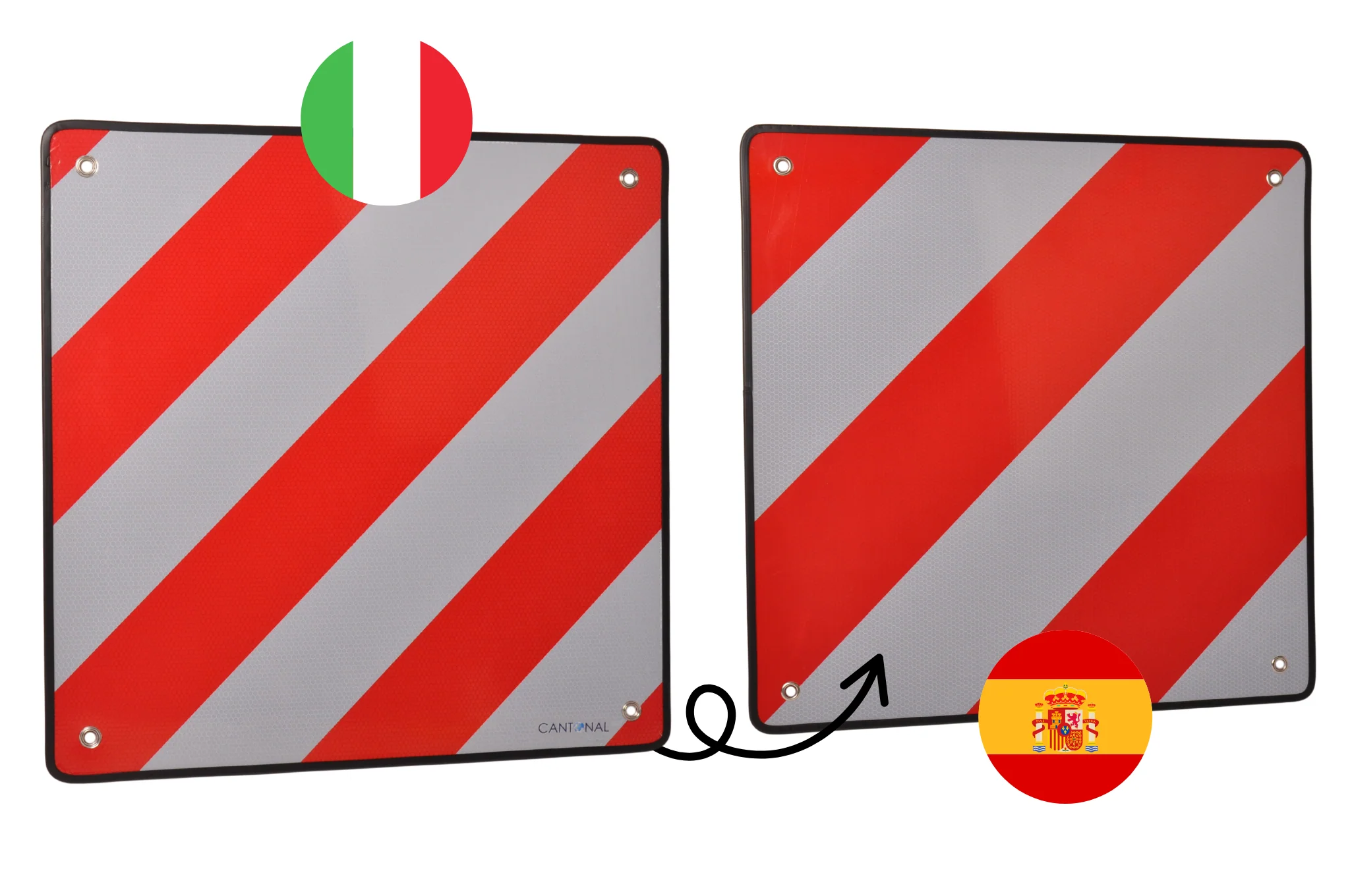 Warntafel für Italien und Spanien 50 x 50 cm – Aluminium - Image 4