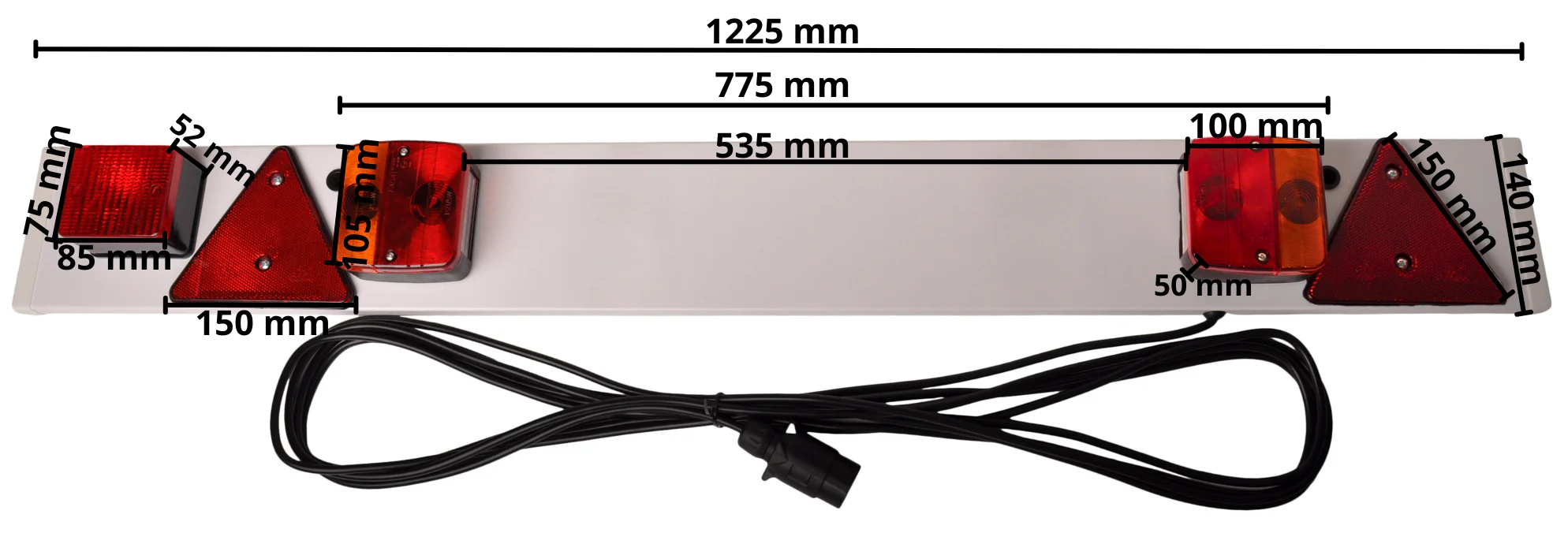 Komplette Lichtleiste für Anhänger – 122 cm – 7-polig – inkl. 8 m Kabel - Image 8