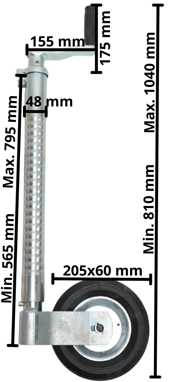 Stützrad - 48 mm - gerippt - Tragfähigkeit: 150 kg - Stahlfelge - Image 5
