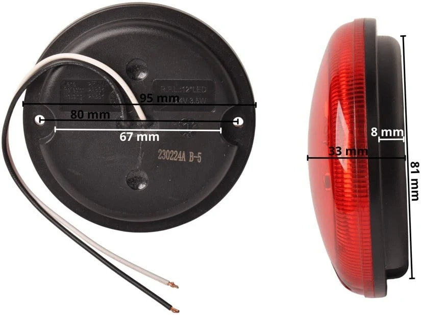 Runde Nebelschlussleuchte - 95x25 mm - LED - mit einzelnem Drahtanschluss - Image 5