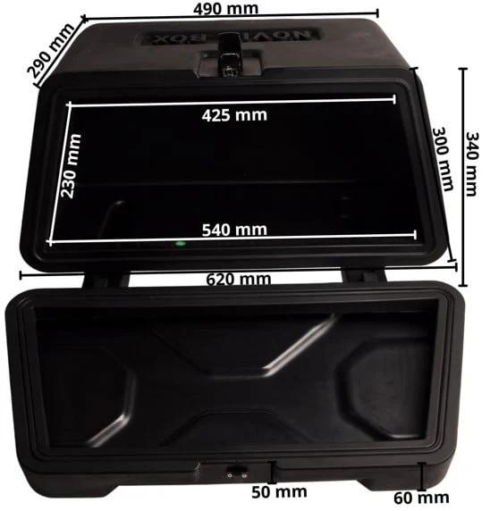 Novio Deichselbox Aufbau mit integriertem Schlöss - 620x300x350 mm - Image 9
